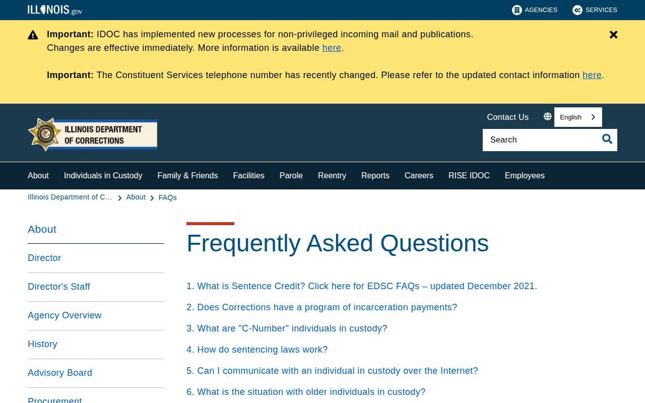 IDOC frequently asked questions about sentence credit and archived records
