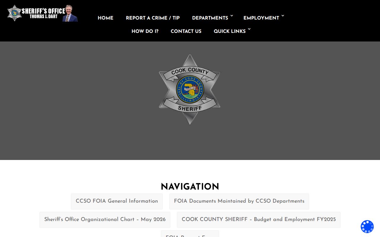 Cook County Sheriff Freedom of Information Act request page